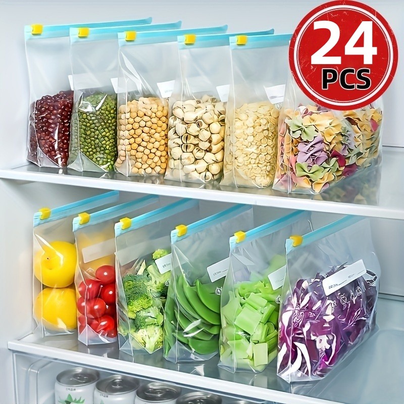 Food Storage Bags Reusable - 24Pcs Kantong Penyimpanan Makanan Ziplock yang