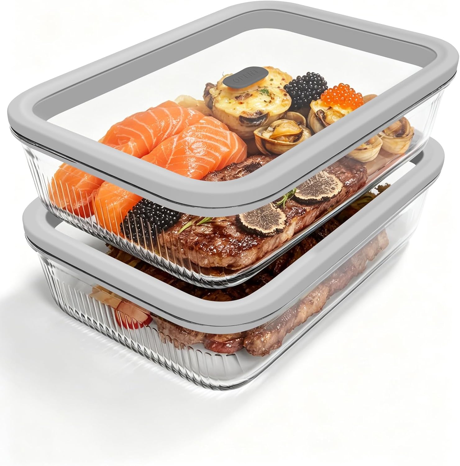 Glass Meal Prep Container - 2 Paket Wadah Penyimpanan Makanan Kaca