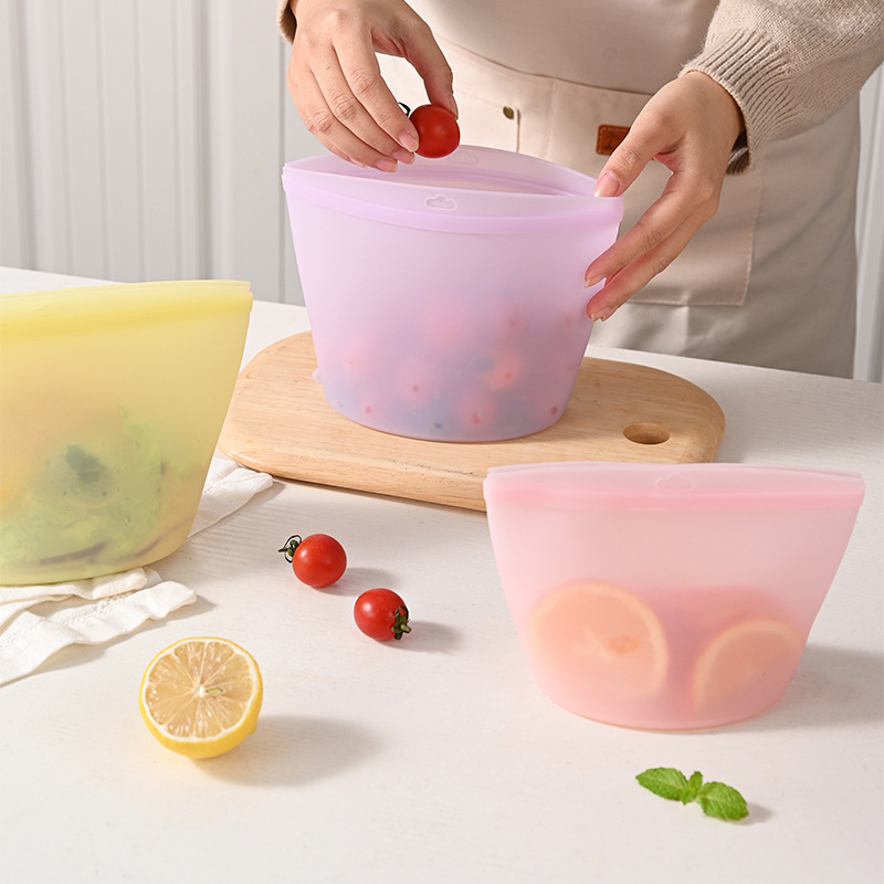 Food Storage Bags Reusable - Kantong Penyimpanan Silikon Segel Otomatis Kantong