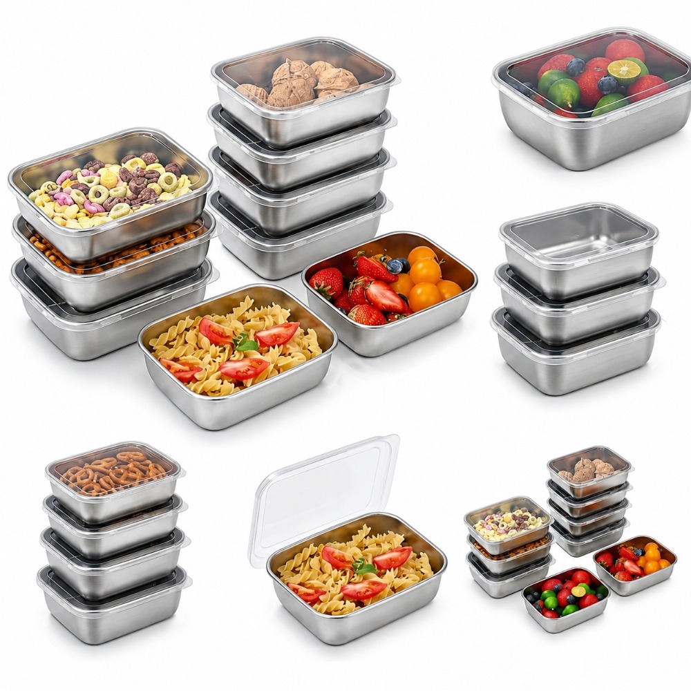 Food Storage Metal Box - 6PCS Wadah Penyimpanan Makanan Stainless Steel