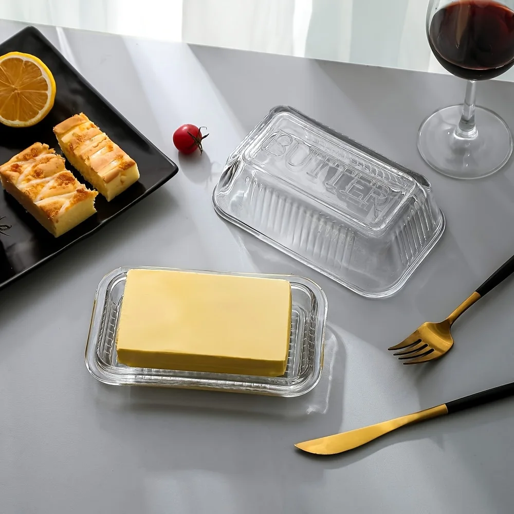 Glass Meal Prep Container - Tempat Mentega Kaca Vintage Multifungsi dengan