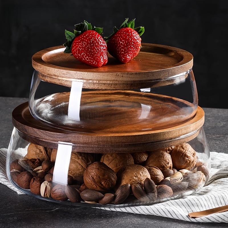 Glass Meal Prep Container - Stoples Kaca dengan Tutup Kayu –