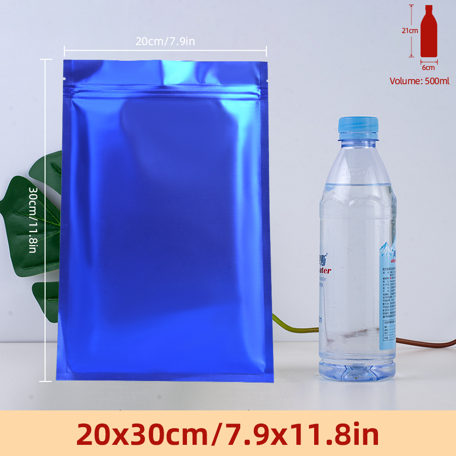 Food Storage Bags Reusable - 100 Buah Kantong Ritsleting Foil Biru