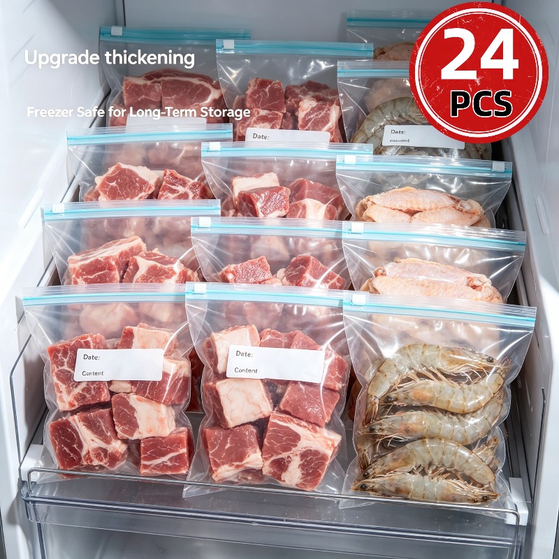 24Pcs Kantong Penyimpanan Maka - Food Storage Bags Reusable ulasan dan harga
