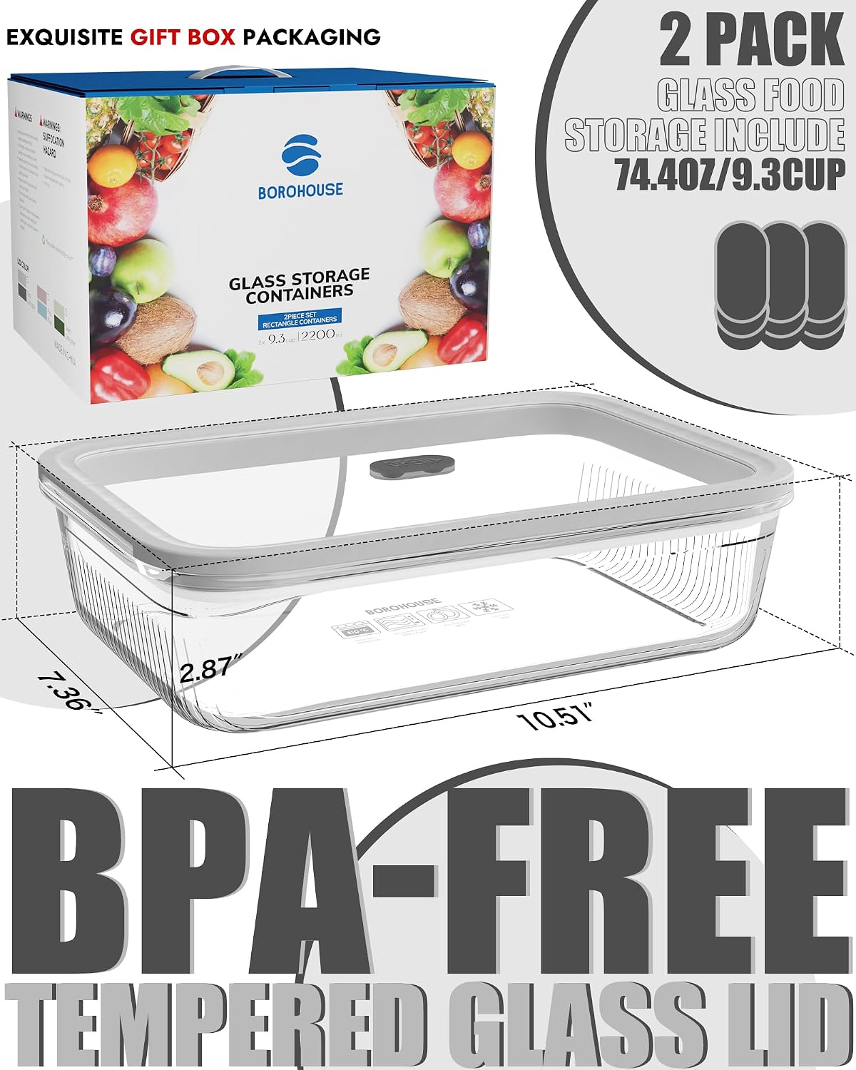 2 Paket Wadah Penyimpanan Maka - Glass Meal Prep Container ulasan dan harga