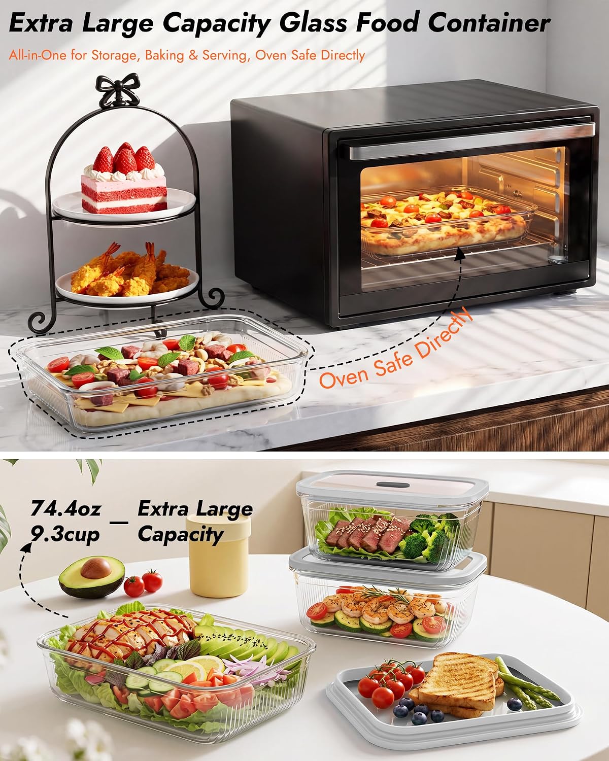 2 Paket Wadah Penyimpanan Maka - Glass Meal Prep Container ulasan dan harga